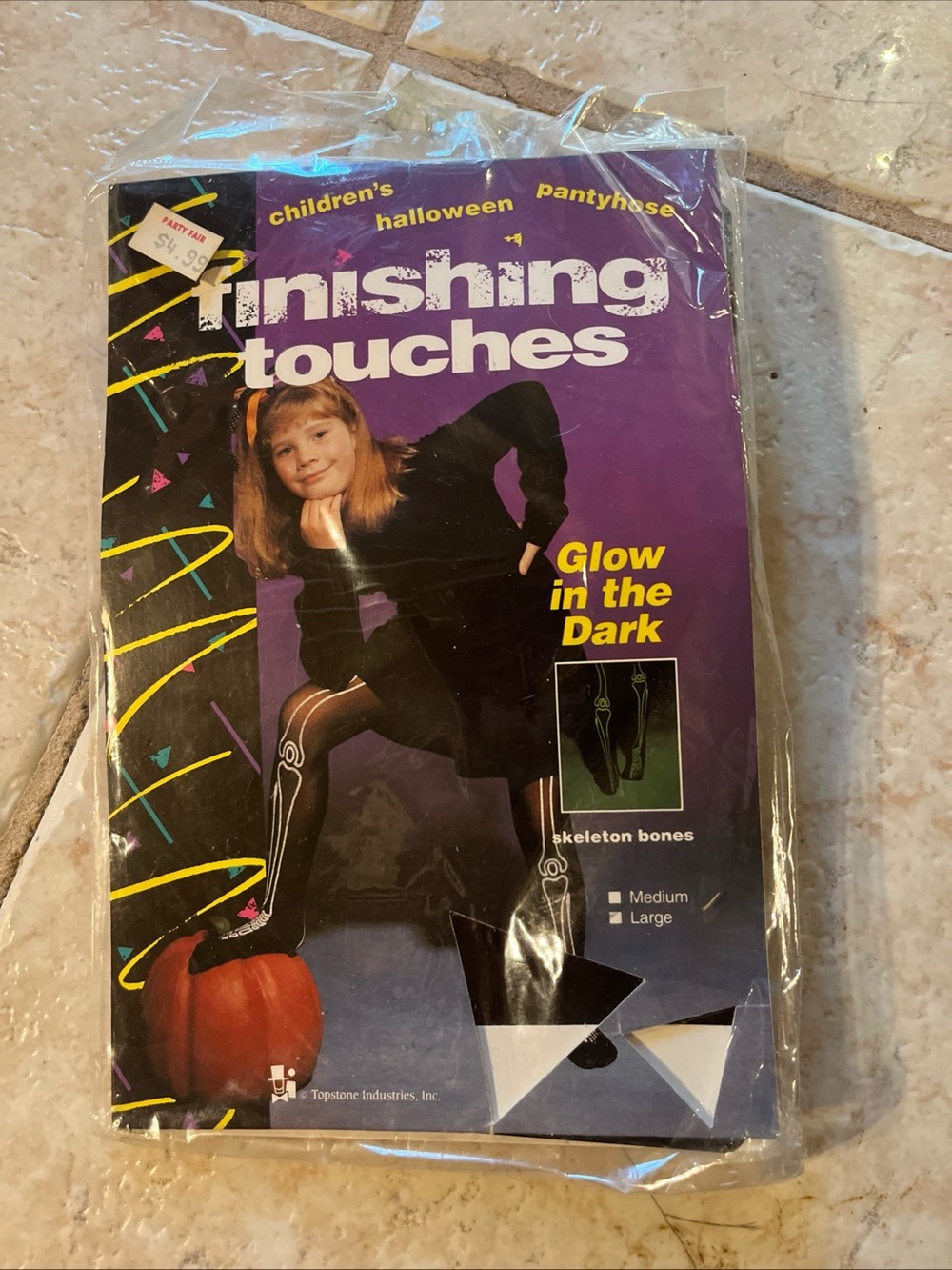 halloween vintage 90s glow in the dark stocking tights youth size 6-8